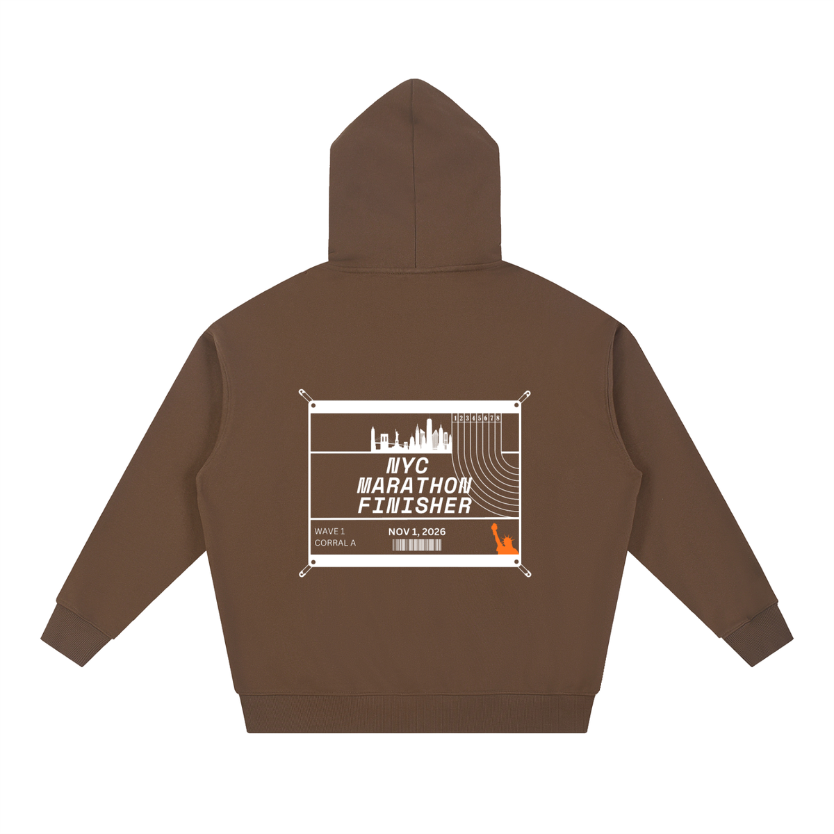 NYC Marathon 2026 Race Bib Hoodie // Light Grey