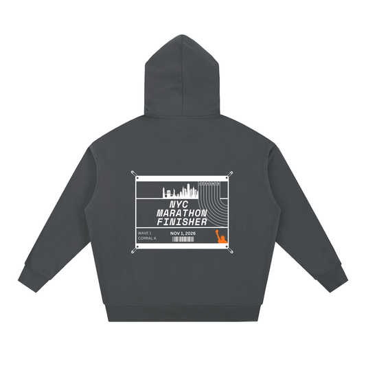 NYC Marathon 2026 Race Bib Hoodie // Dark Grey