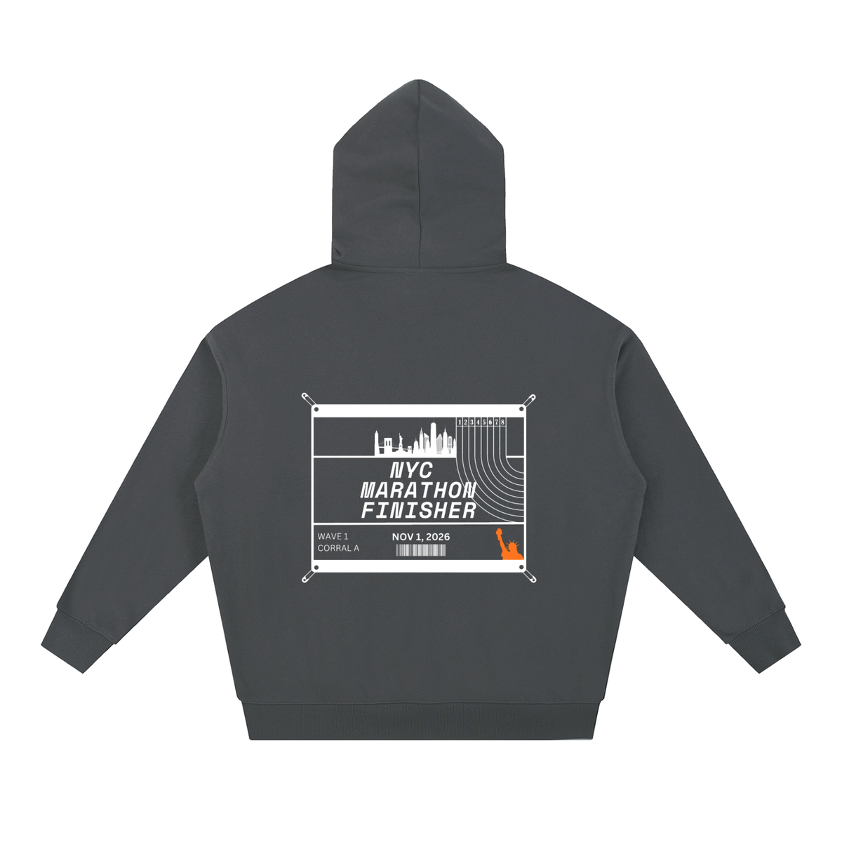 NYC Marathon 2026 Race Bib Hoodie // Oat Grey
