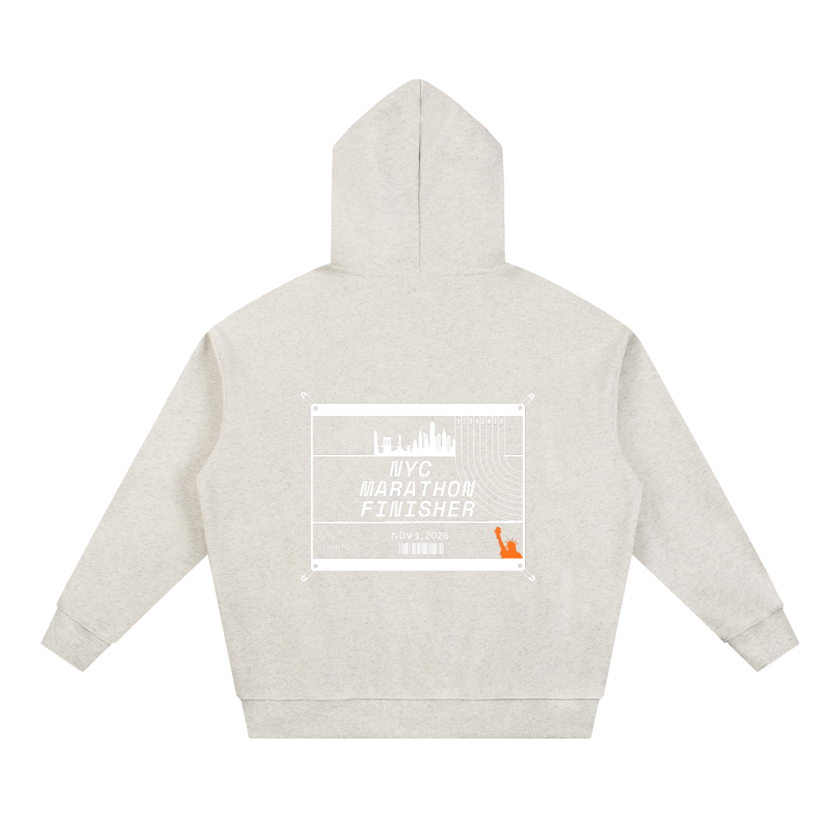 NYC Marathon 2026 Race Bib Hoodie // Oat Grey