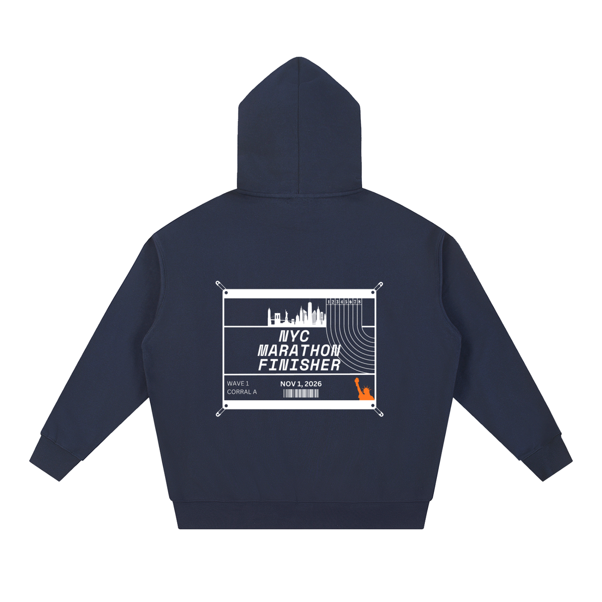 NYC Marathon 2026 Race Bib Hoodie // Light Grey