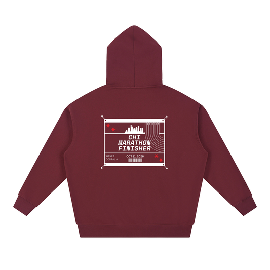 Chicago Marathon 2026 Race Bib Hoodie // Dark Red